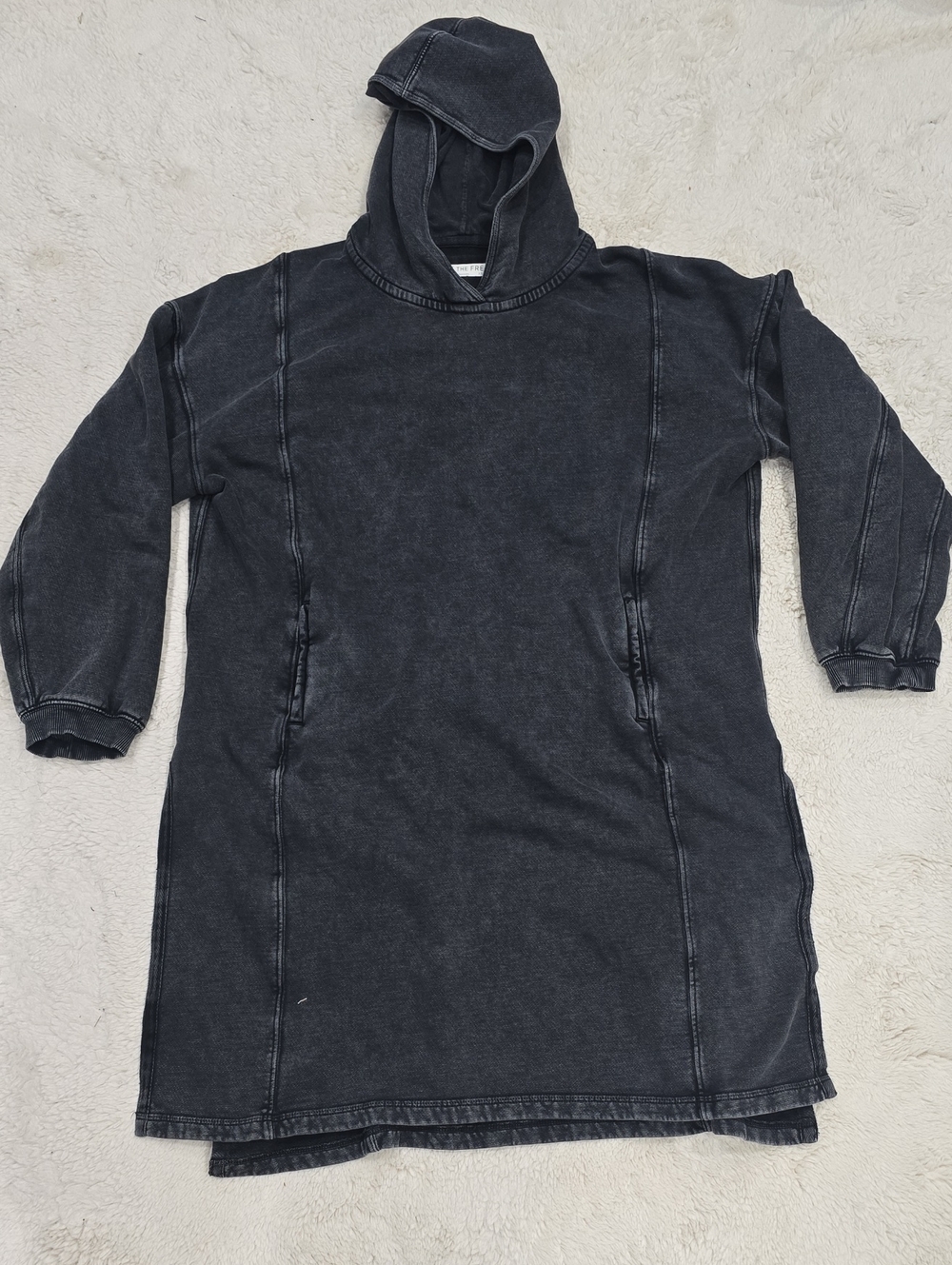 We The Free Hooded Pullover Dress in Washed Black
